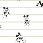 York Wallcoverings Disney Mickey Mouse Stripe Black & White Wallpaper | Wallpaper Twins York Wallcoverings Disney Mickey Mouse Stripe Black & White Wallpaper - SKU DI0932