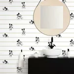 York Wallcoverings Disney Mickey Mouse Stripe Black & White Wallpaper | Wallpaper Twins York Wallcoverings Disney Mickey Mouse Stripe Black & White Wallpaper - SKU DI0932