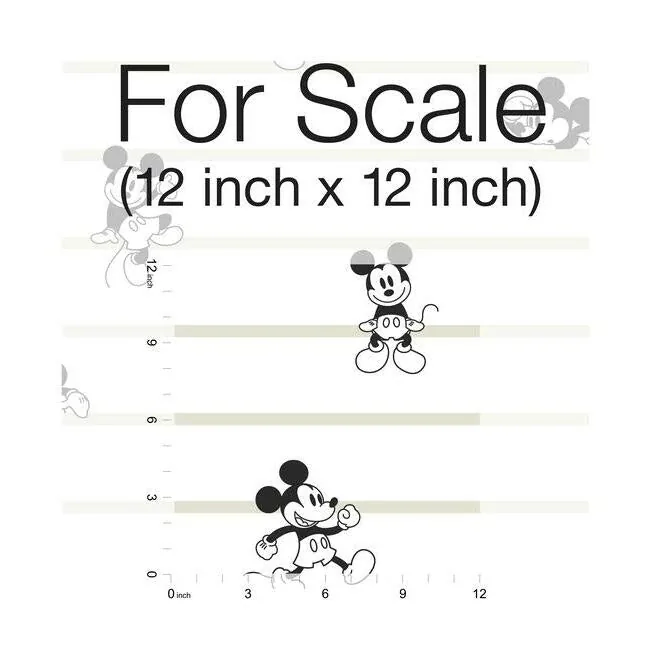 York Wallcoverings Disney Mickey Mouse Stripe Black & White Wallpaper | Wallpaper Twins York Wallcoverings Disney Mickey Mouse Stripe Black & White Wallpaper - SKU DI0932