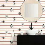 York Wallcoverings Disney Mickey Mouse Stripe Red Wallpaper | Wallpaper Twins York Wallcoverings Disney Mickey Mouse Stripe Red Wallpaper - SKU DI0933