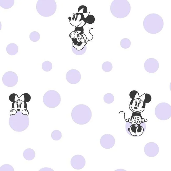 DI1028 | Disney Minnie Mouse Dots Purple Wallpaper