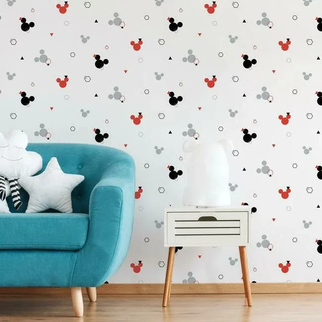 York Wallcoverings Disney Minnie Mouse Dots Red & Black Wallpaper | Wallpaper Twins York Wallcoverings Disney Minnie Mouse Dots Red & Black Wallpaper - SKU DI0927