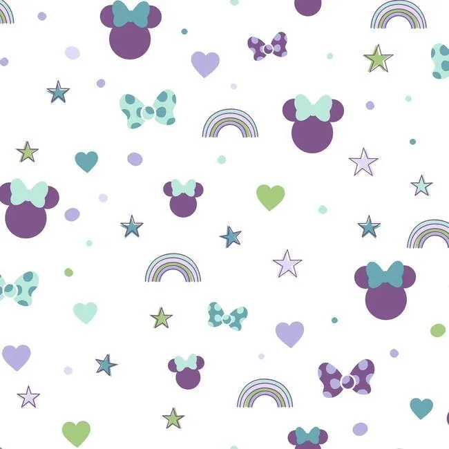 DI0990 | Disney Minnie Mouse Rainbow Purple Wallpaper