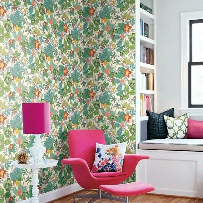 York Wallcoverings Disney Moana Jungle Red & Green Wallpaper | Wallpaper Twins York Wallcoverings Disney Moana Jungle Red & Green Wallpaper - SKU DI0995