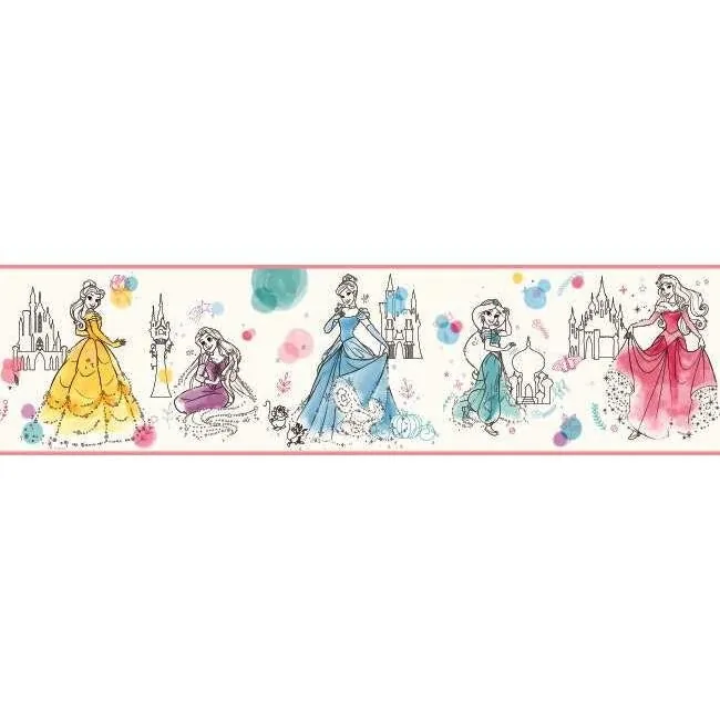 York Wallcoverings Disney Princess Pretty Elegant Blue & Green Border - SKU DI1021BD