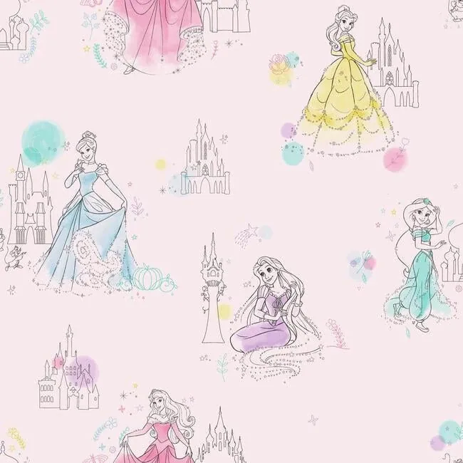 DI0969 | Disney Princess Pretty Elegant Pink Wallpaper