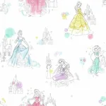 York Wallcoverings Disney Princess Pretty Elegant White Wallpaper | Wallpaper Twins York Wallcoverings Disney Princess Pretty Elegant White Wallpaper - SKU DI0968