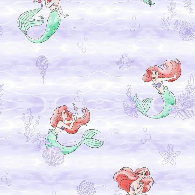 DI0955 | Disney the Little Mermaid Swim Purple Wallpaper