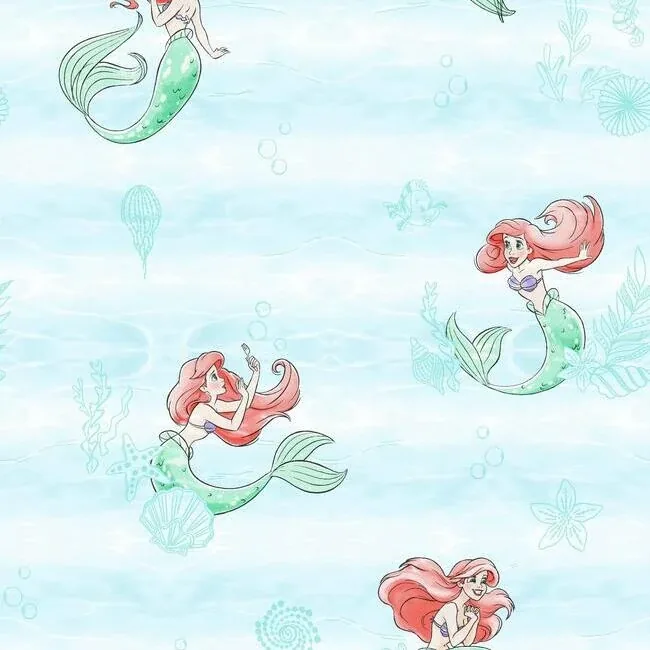 DI0954 | Disney The Little Mermaid Swim Teal Wallpaper