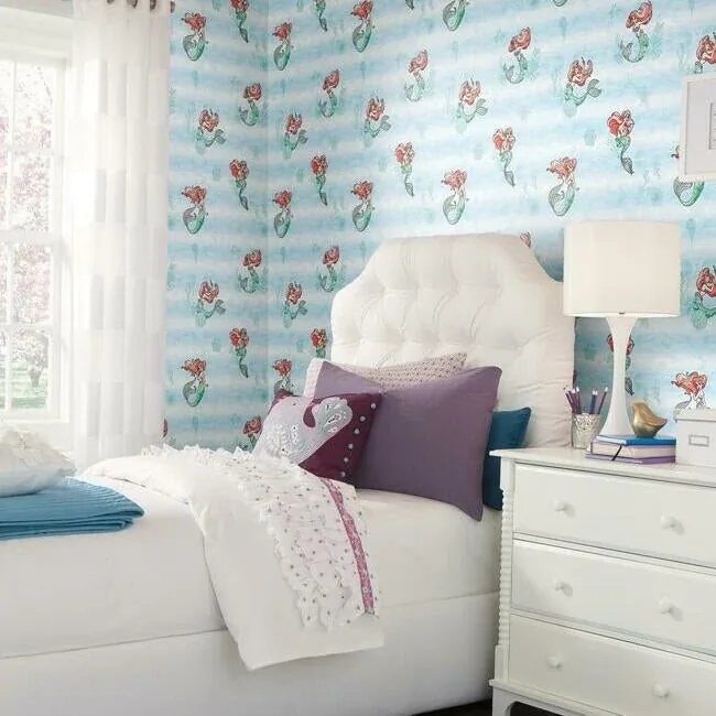 York Wallcoverings Disney The Little Mermaid Swim Teal Wallpaper - SKU DI0954
