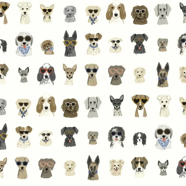 York Wallcoverings Dog Days Multi White Peel & Stick Wallpaper - SKU PSW1461RL