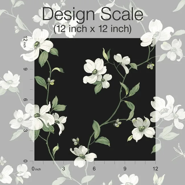 York Wallcoverings Dogwood Black Wallpaper - SKU BL1764