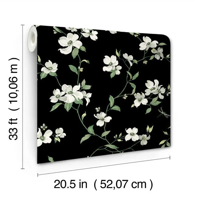 York Wallcoverings Dogwood Black Wallpaper - SKU BL1764