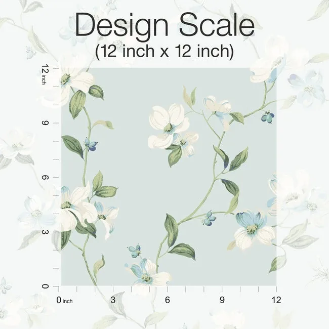 York Wallcoverings Dogwood Light Blue Wallpaper - SKU BL1765