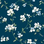 York Wallcoverings Dogwood Navy Wallpaper - SKU BL1761