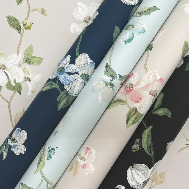 York Wallcoverings Dogwood Navy Wallpaper - SKU BL1761