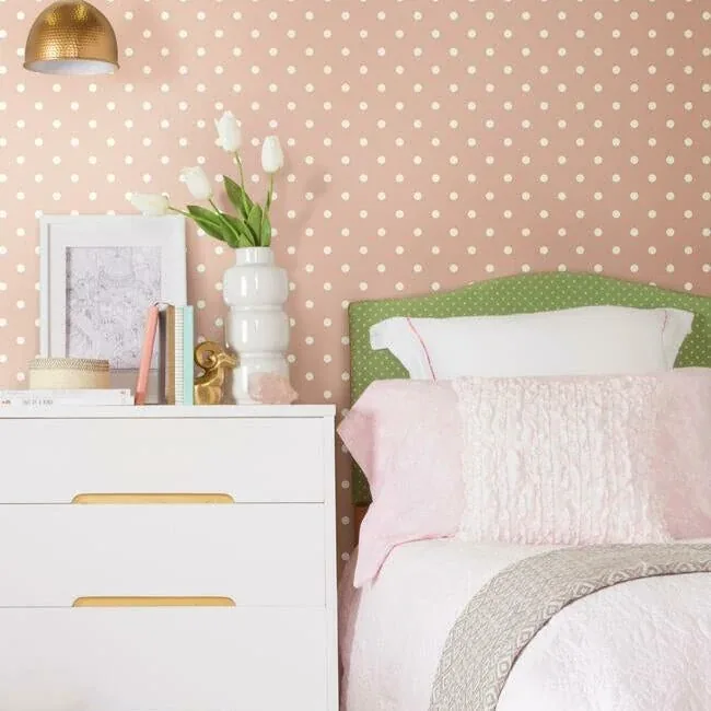 York Wallcoverings Dots on Dots White & Pink Wallpaper - SKU MH1574