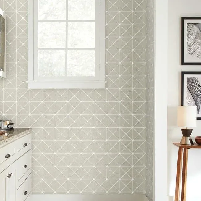York Wallcoverings Double Diamonds Off White Peel & Stick Wallpaper - SKU PSW1072RL