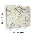 York Wallcoverings Dream Blossom Taupe & Aqua Wallpaper - SKU BL1794