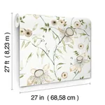 York Wallcoverings Dream Blossom White & Green Wallpaper - SKU BL1793