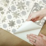 York Wallcoverings Ecaustic Tile Grey Peel & Stick Wallpaper - SKU PSW1301RL