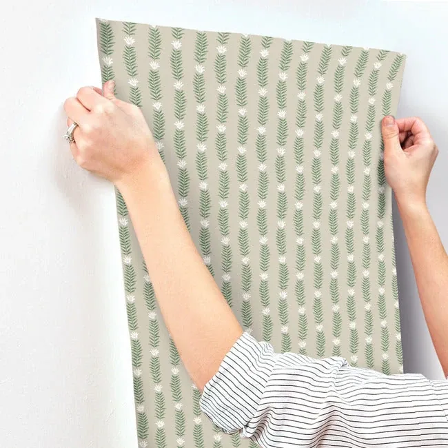 York Wallcoverings Eden Beige & Green Wallpaper - SKU RP7339
