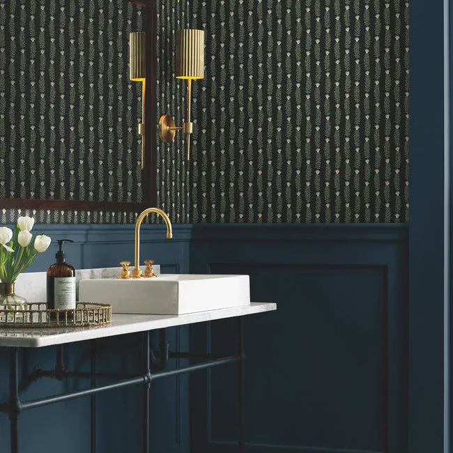 York Wallcoverings Eden Black & Green Wallpaper - SKU RP7344