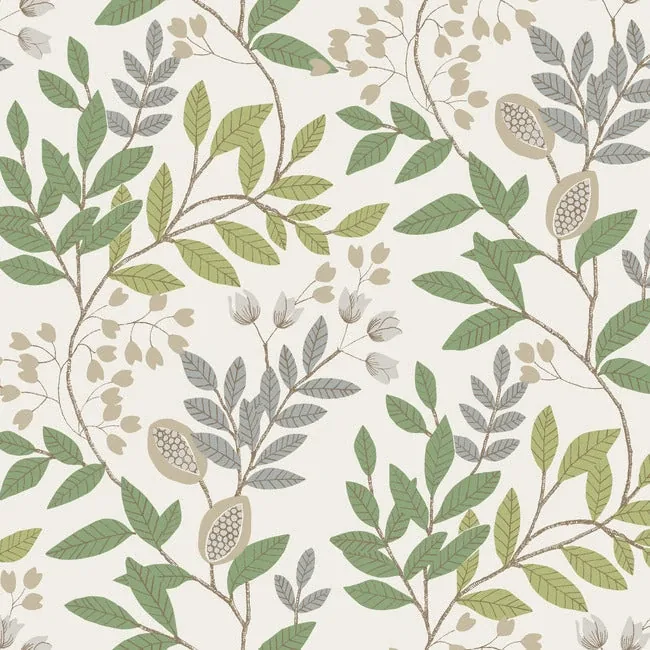 York Wallcoverings Eden Retreat Beige & Green Wallpaper - SKU MN1844