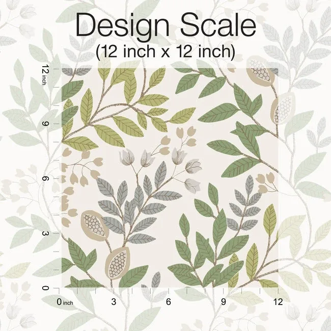 York Wallcoverings Eden Retreat Beige & Green Wallpaper - SKU MN1844
