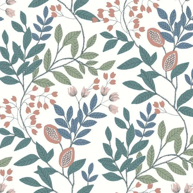 MN1843 | Eden Retreat Pink & Teal Wallpaper