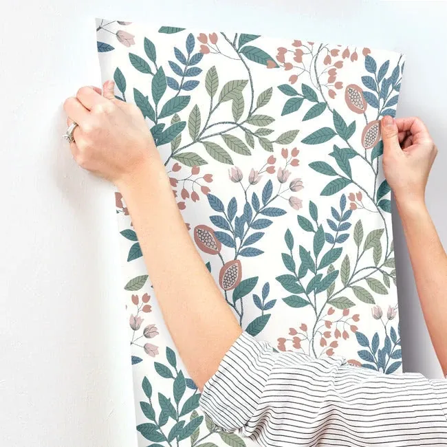York Wallcoverings Eden Retreat Pink & Teal Wallpaper - SKU MN1843