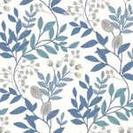 York Wallcoverings Eden Retreat White & Blue Wallpaper - SKU MN1842