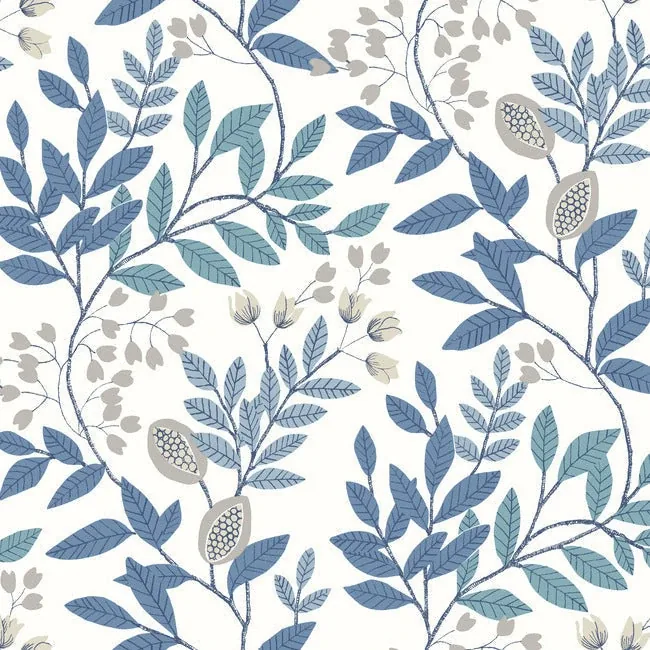 MN1842 | Eden Retreat White & Blue Wallpaper