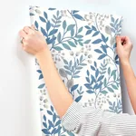 York Wallcoverings Eden Retreat White & Blue Wallpaper - SKU MN1842