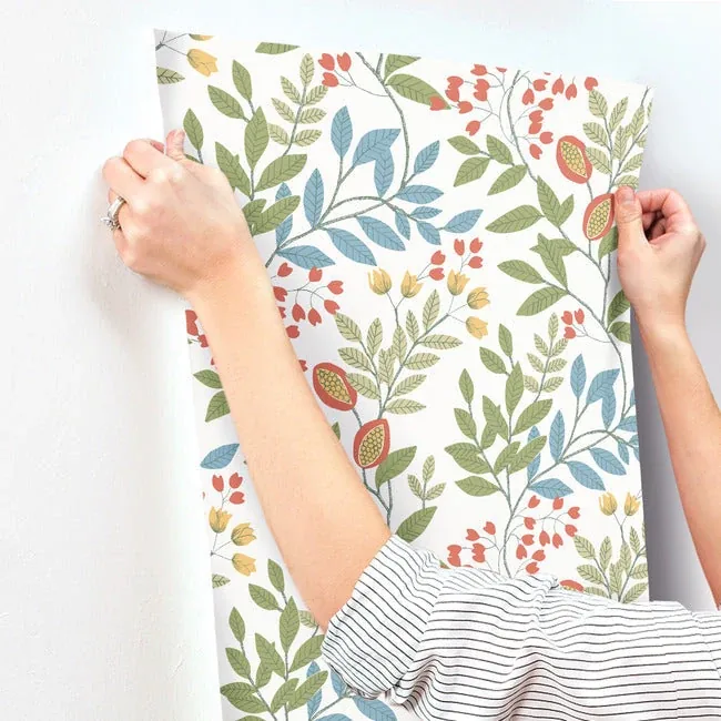York Wallcoverings Eden Retreat White & Multi Wallpaper - SKU MN1841