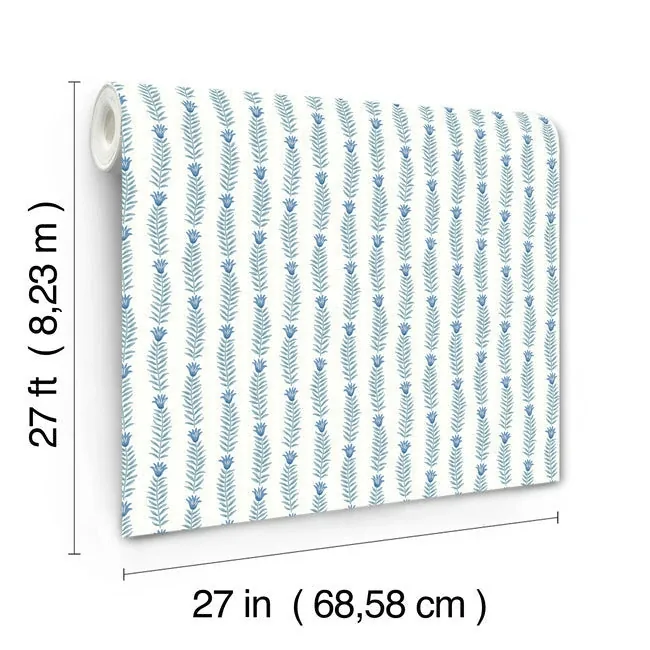 York Wallcoverings Eden White & Blue Wallpaper - SKU RP7341