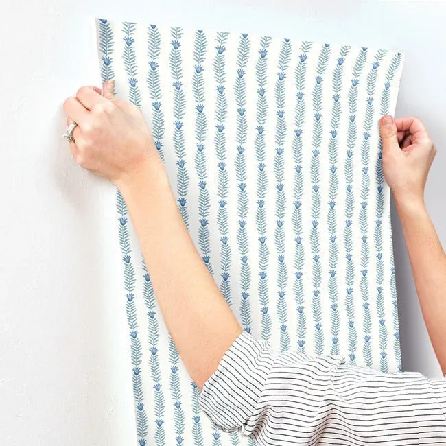 York Wallcoverings Eden White & Blue Wallpaper - SKU RP7341