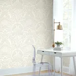 York Wallcoverings Egret Damask Taupe Wallpaper - SKU DM4997