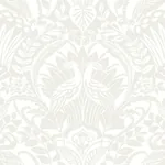 York Wallcoverings Egret Damask White & Cream Wallpaper - SKU BW3932