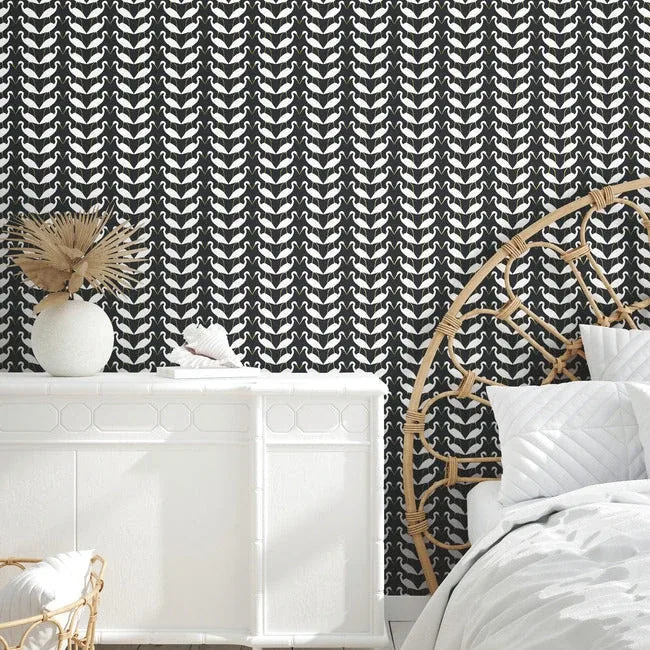 York Wallcoverings Elegant Birds Black & Gold Metallic Peel & Stick Wallpaper - SKU PSW1345RL