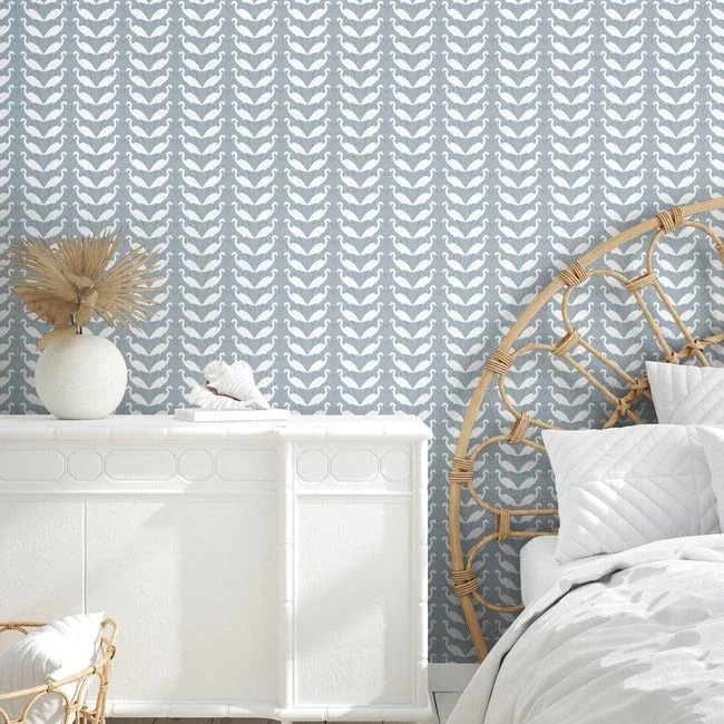 York Wallcoverings Elegant Birds Blue Peel & Stick Wallpaper - SKU PSW1347RL