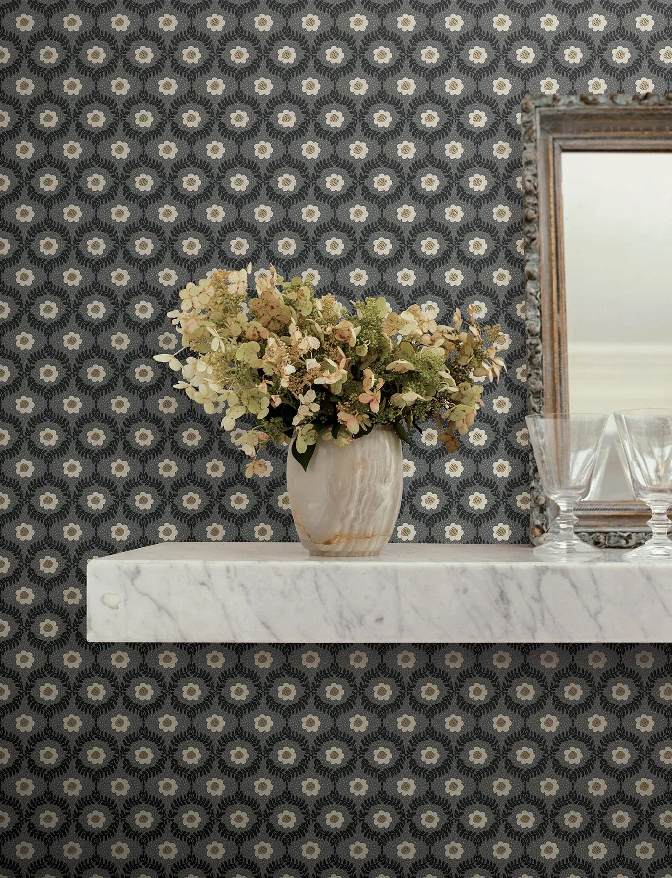 York Wallcoverings Emma Black Wallpaper - SKU RF7442