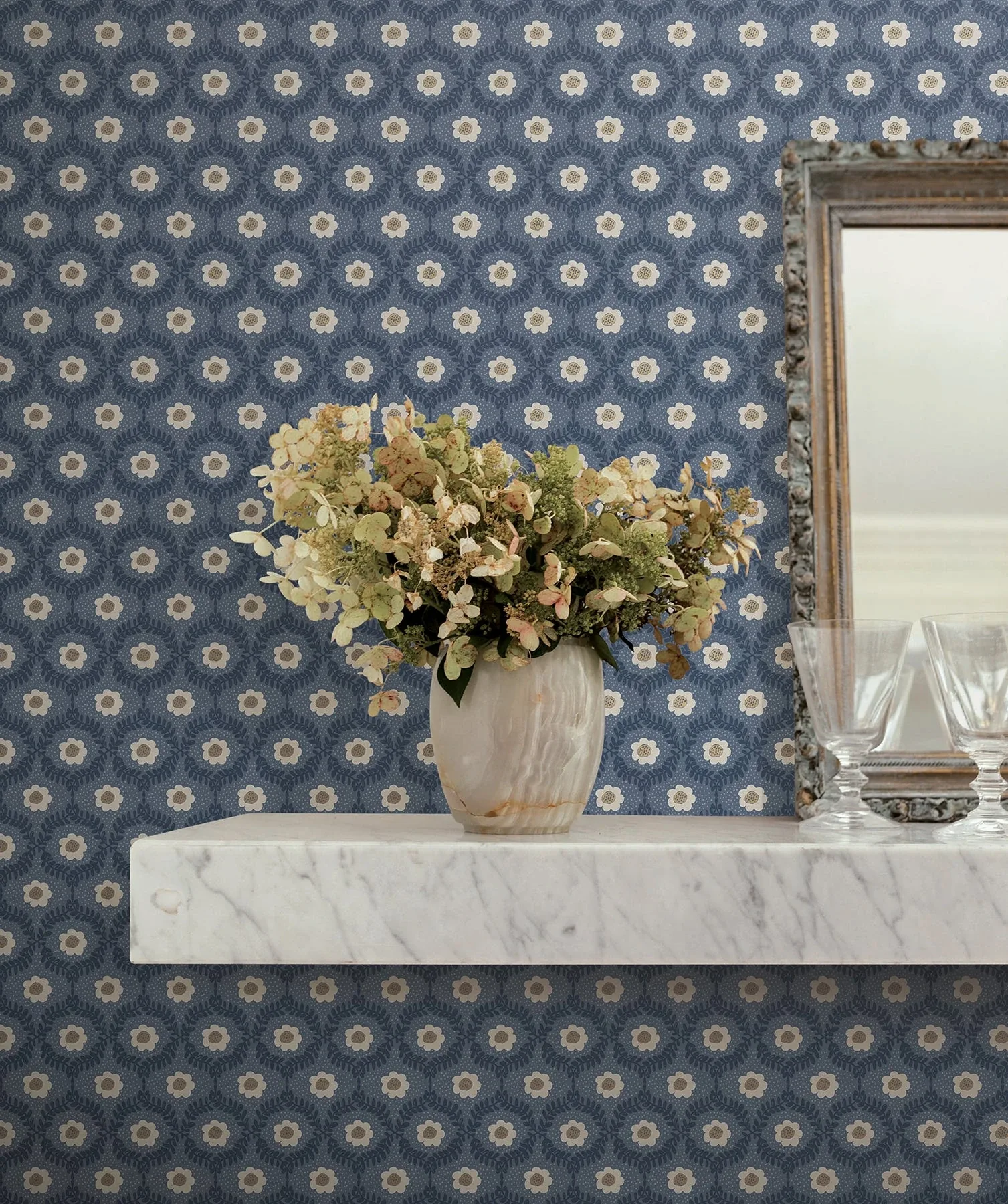 York Wallcoverings Emma Navy Wallpaper - SKU RF7441