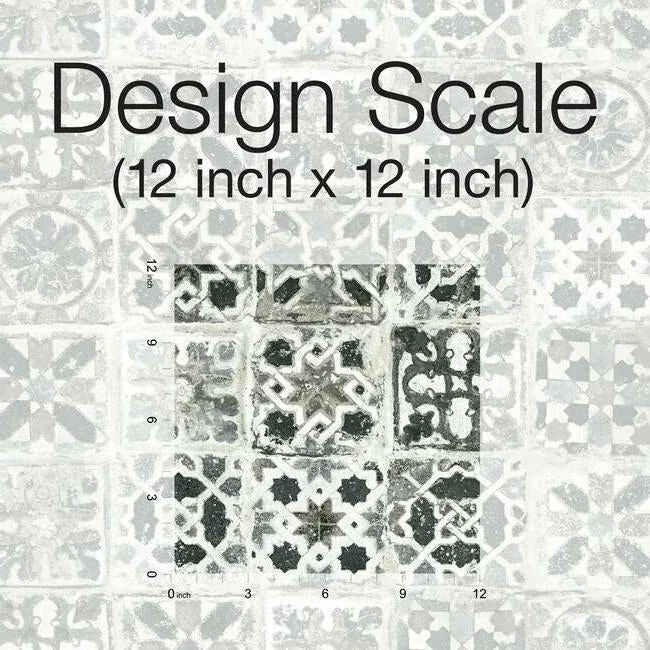 York Wallcoverings Encaustic Tile Black Peel & Stick Wallpaper - SKU PSW1303RL