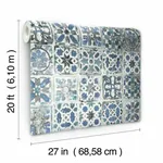 York Wallcoverings Encaustic Tile Blue Peel & Stick Wallpaper - SKU PSW1302RL