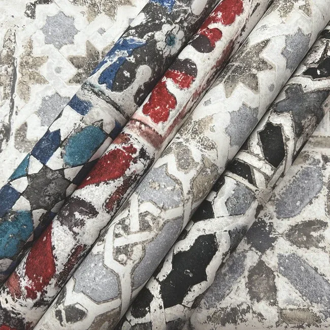 York Wallcoverings Encaustic Tile Red Peel & Stick Wallpaper - SKU PSW1300RL