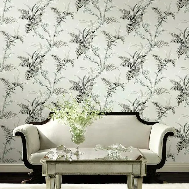 York Wallcoverings Enchanted Fern Grey & Beige Wallpaper - SKU GR5995