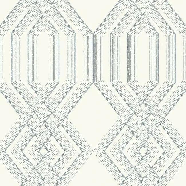 York Wallcoverings Etched Lattice Blue Wallpaper - SKU TL1912