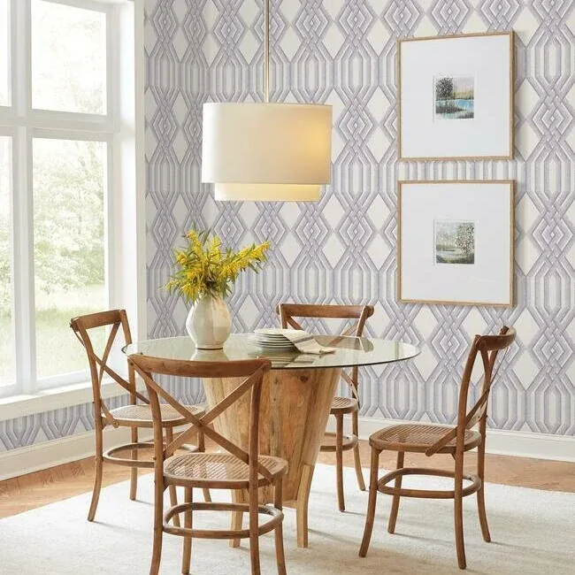York Wallcoverings Etched Lattice Blue Wallpaper - SKU TL1912