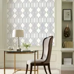 York Wallcoverings Etched Lattice Blue Wallpaper - SKU TL1912